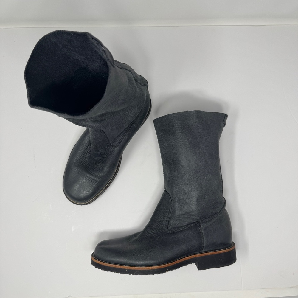 Roots Classic Slouchy Navy Blue Leather Boots US 5